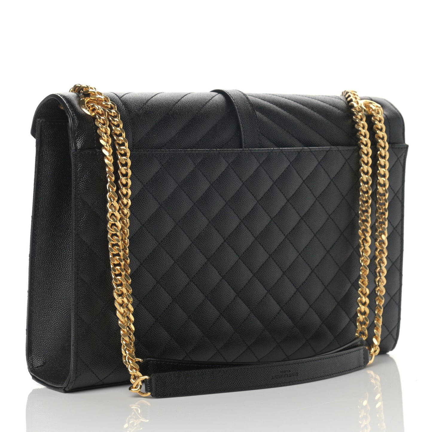 Grain De Poudre Textured Mixed Matelasse Large Triquilt Monogram Satchel Black