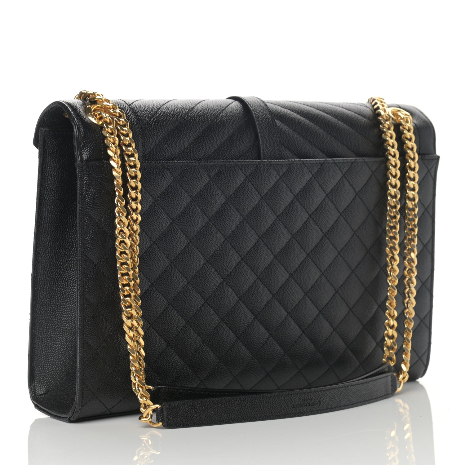 Saint Laurent Grain De Poudre Textured Mixed Matelasse Large Triquilt Monogram Satchel Black 3 of 10