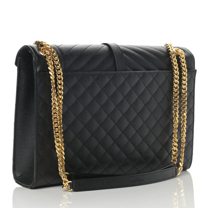 Saint Laurent Grain De Poudre Textured Mixed Matelasse Large Triquilt Monogram Satchel Black 3 of 10