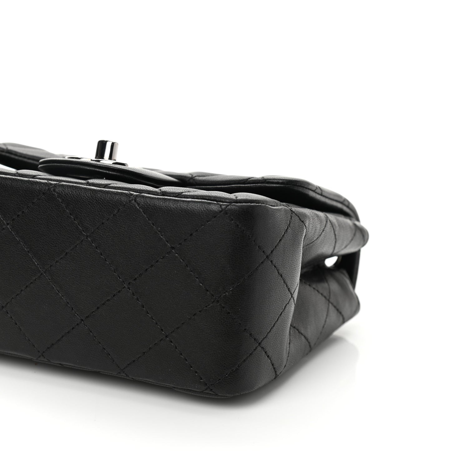 Lambskin Quilted Mini Square Flap Black