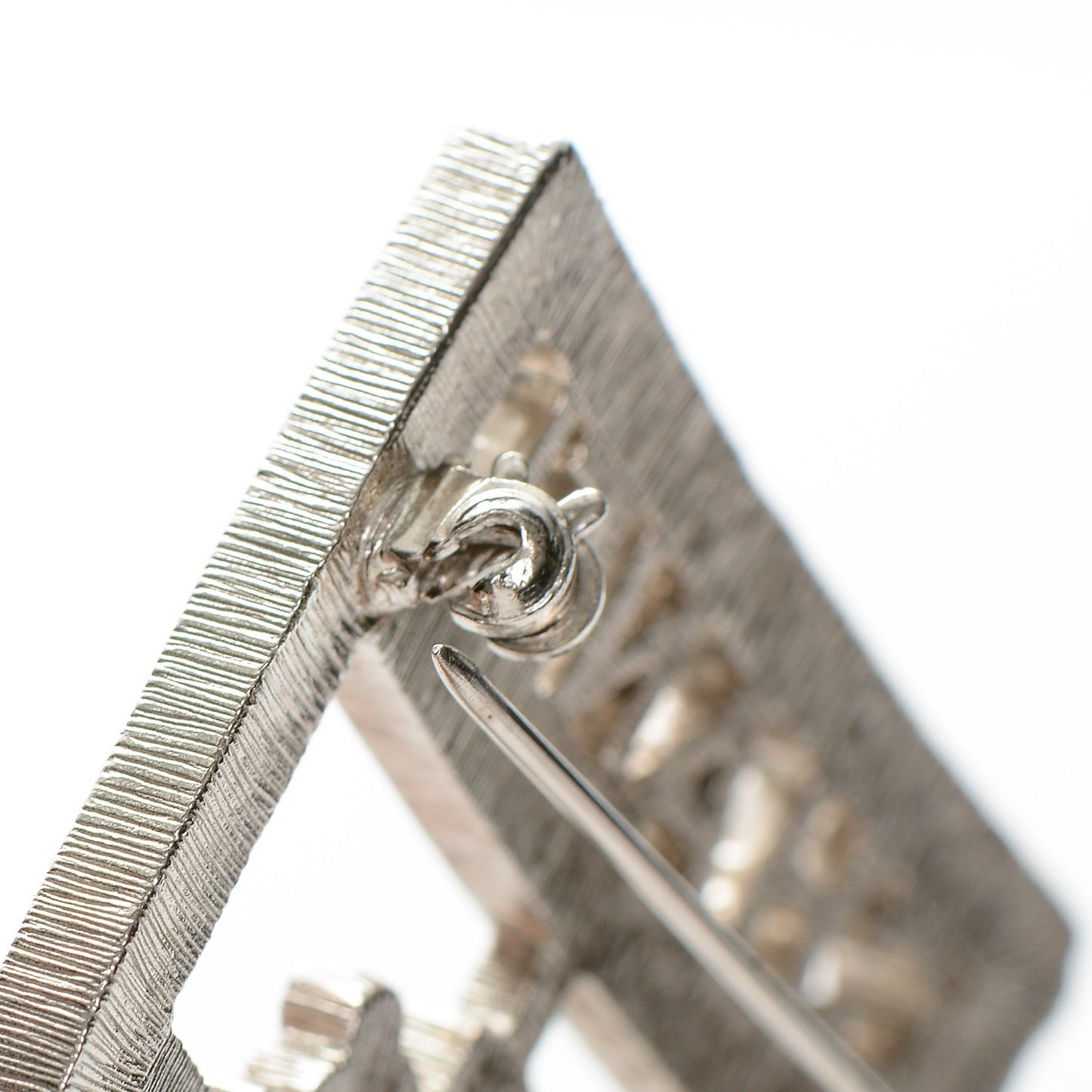 Swarovski Baguette Crystal CC Shield Brooch Silver