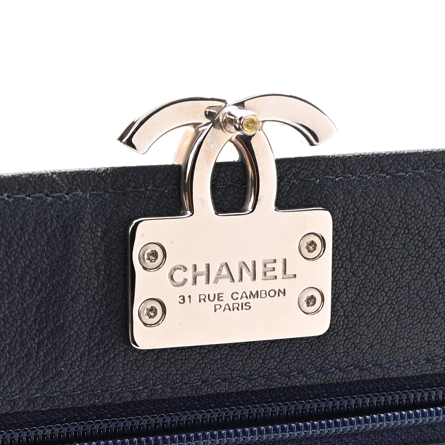 Chanel Grained Calfskin Quilted CC Box Wallet On Chain WOC Navy 6 of 13