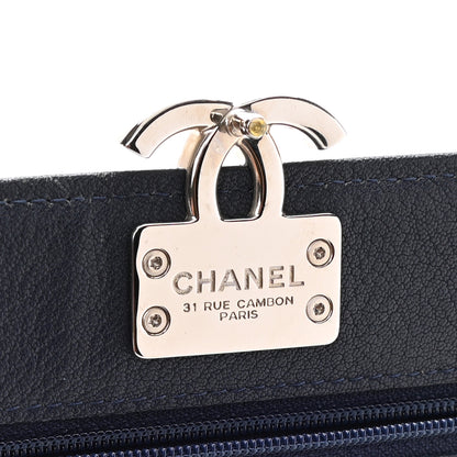 Chanel Grained Calfskin Quilted CC Box Wallet On Chain WOC Navy 6 of 13
