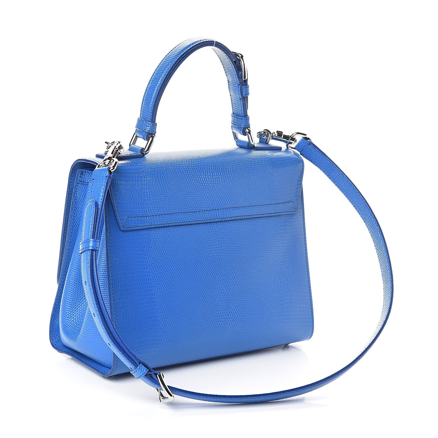 Dolce & Gabbana Lizard Calfskin Embossed Medium Monica Top Handle Bag Bleuette 3 of 8