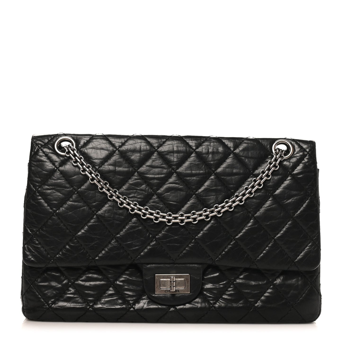 Aged Calfskin Quilted 2.55 Reissue 226 Flap Black