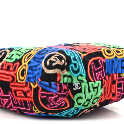Chanel Caviar Fabric Graffiti Foldable Tote Bag With Chain Black Multicolor 16 of 19