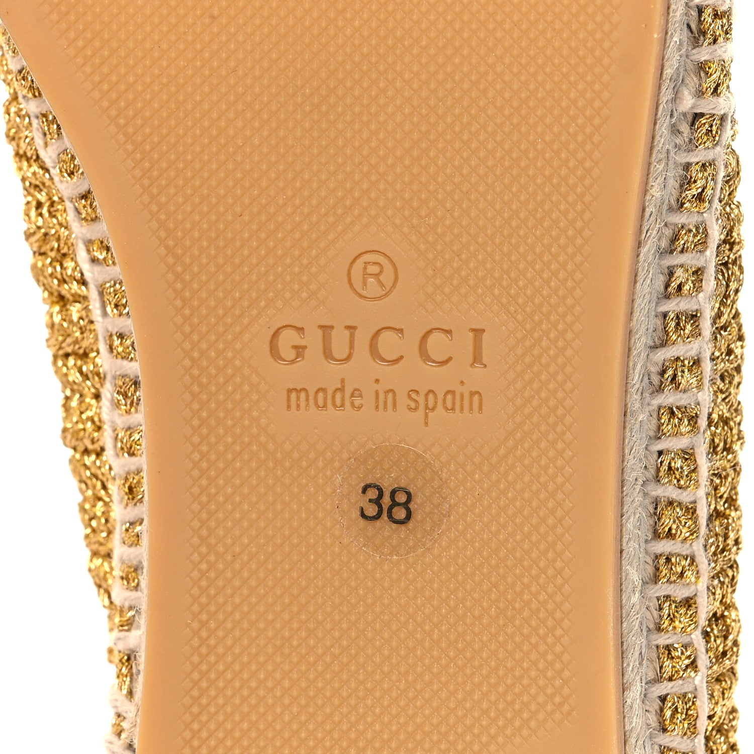 Gucci Cotton Malaga Kid Crochet Pearly GG Lilibeth Espadrille 38 Gold 8 of 9