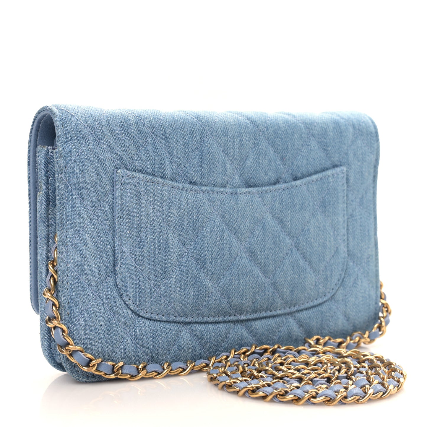 Denim Quilted Reissue Wallet On Chain WOC Blue