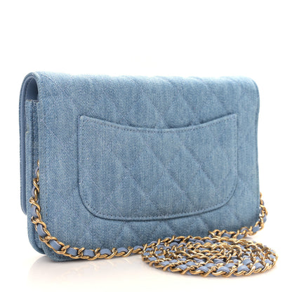 Chanel Denim Quilted Reissue Wallet On Chain WOC Blue 3 of 11
