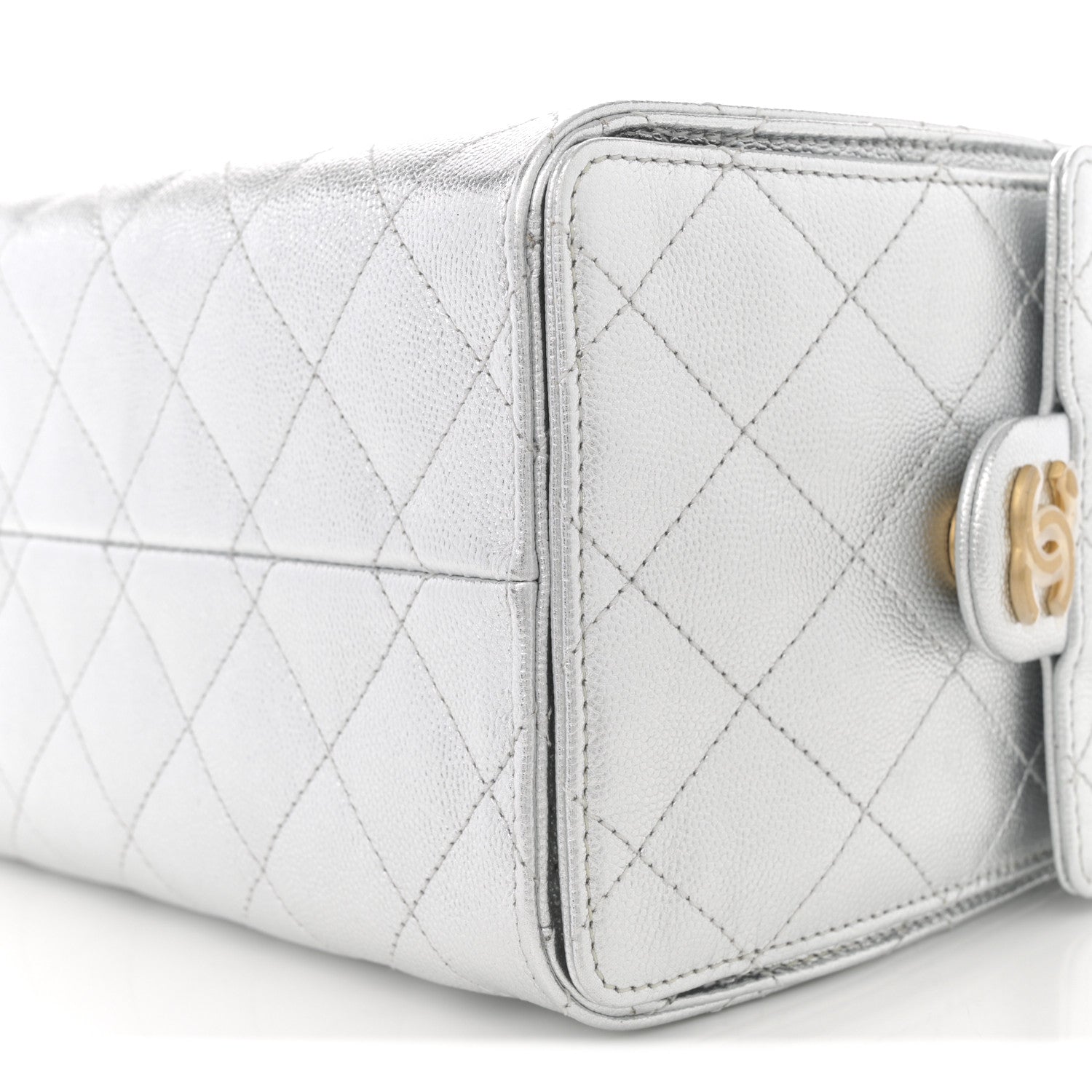 Chanel Metallic Caviar Quilted Small Chanel 25 Handbag Silver 9 of 10