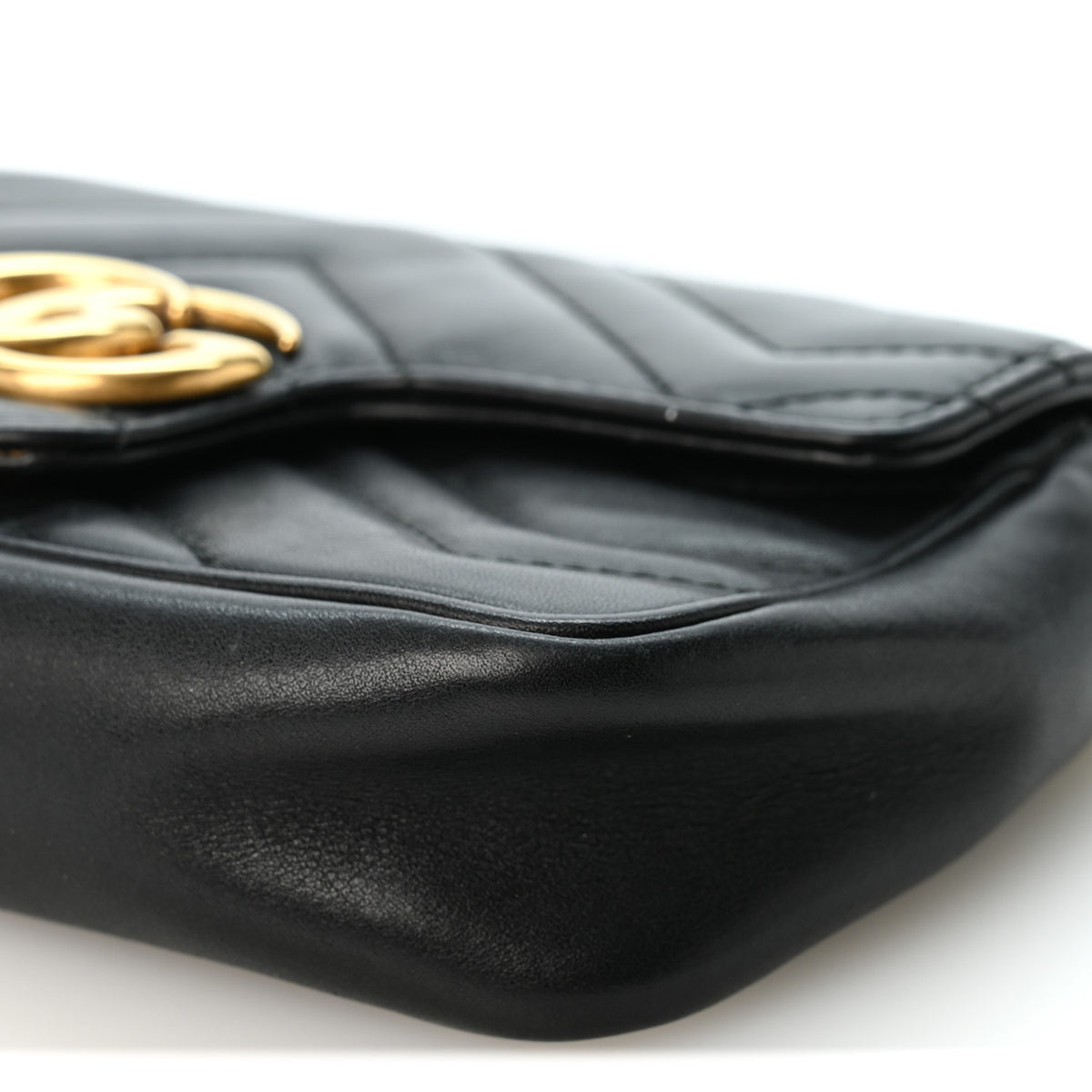 Gucci Calfskin Matelasse Super Mini GG Marmont Shoulder Bag Black 9 of 10