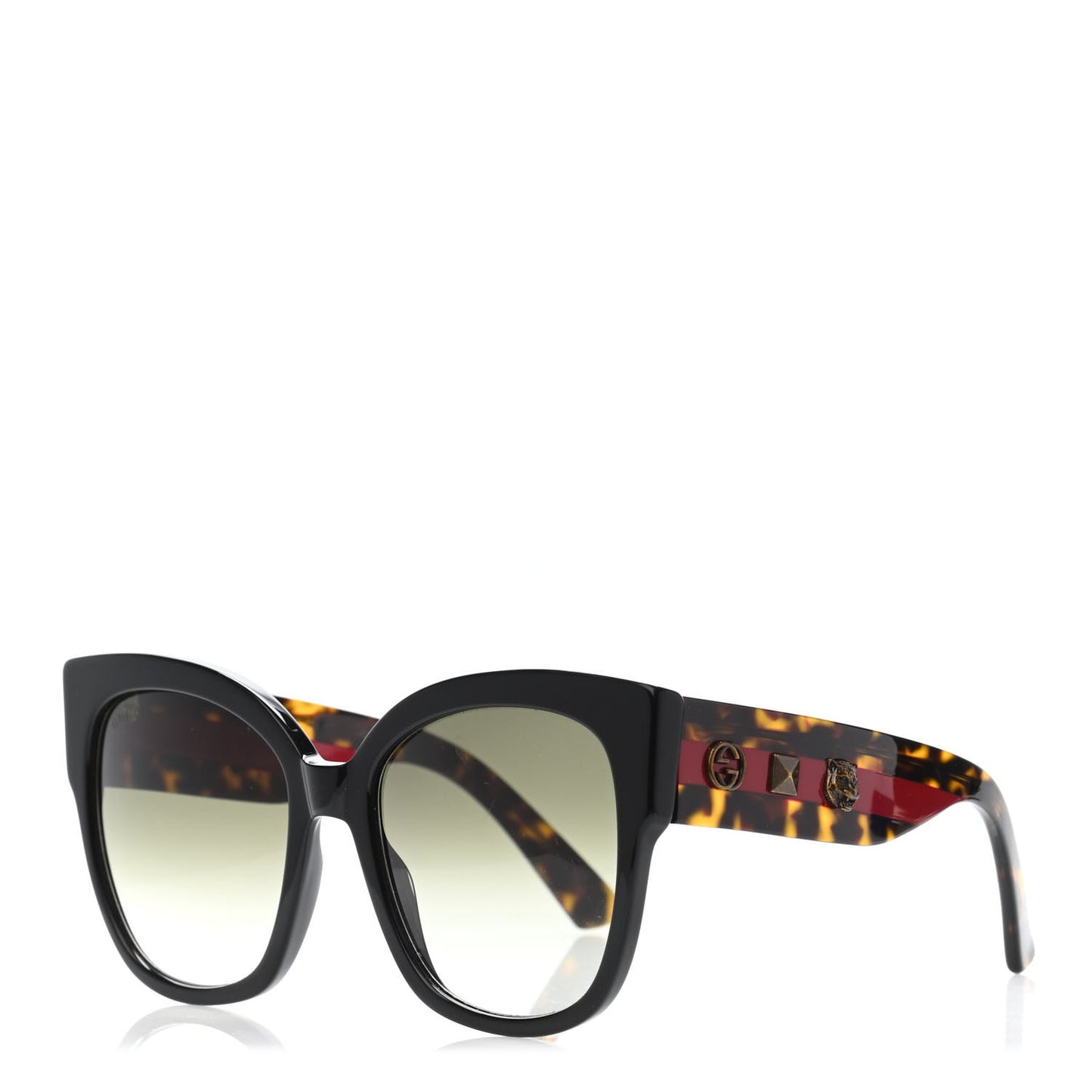 Acetate Square Frame Web Sunglasses GG0059S Black Tortoise
