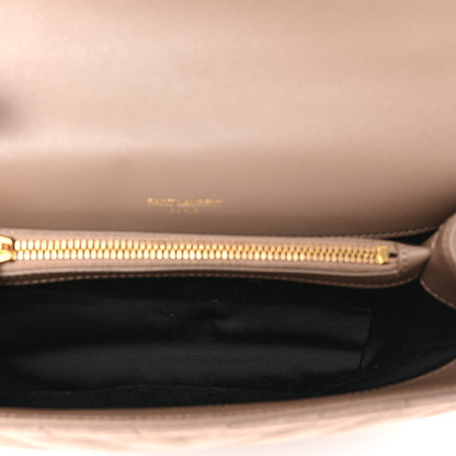 Saint Laurent Suede Matelasse Chevron Monogram Medium College Bag Taupe 5 of 11