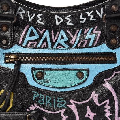 Balenciaga Agneau Graffiti All Over Classic Hardware City Black Multicolor 10 of 10