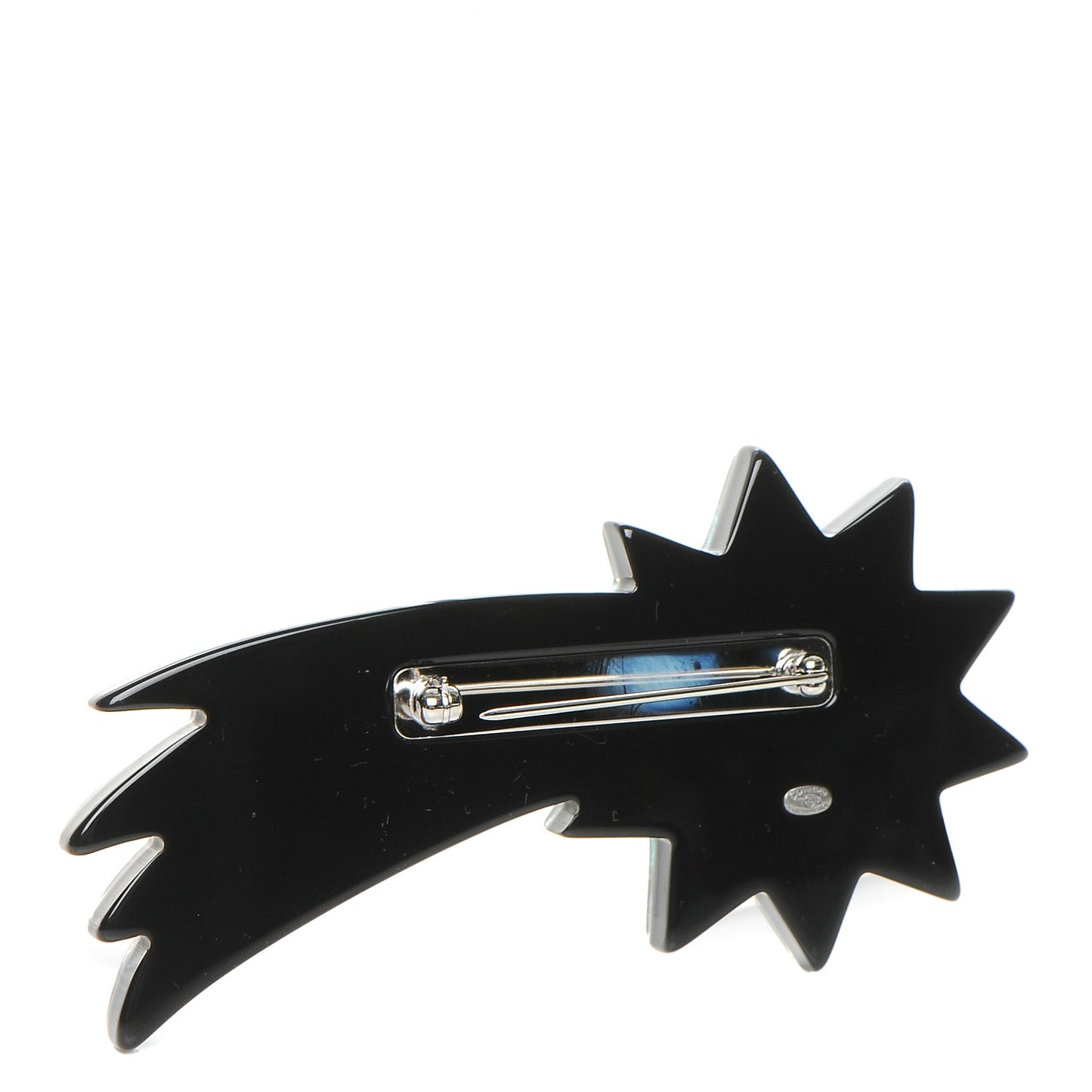 Glittered Resin Strass Shooting Star Brooch Silver Purple Green