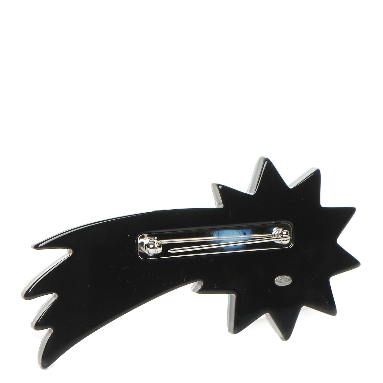 Chanel Glittered Resin Strass Shooting Star Brooch Silver Purple Green 3 of 5