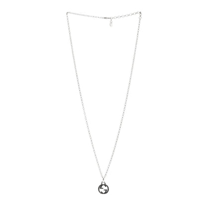 Gucci Sterling Silver Small Textured Interlocking G Pendant Necklace 3 of 4