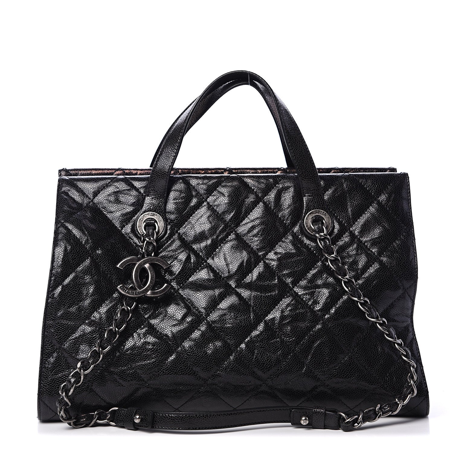 Chanel Crumpled Grained Calfskin Quilted CC Crave Tote Black 1 of 12