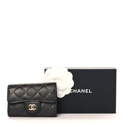 Chanel Iridescent Caviar Quilted Classic 4 Key Holder Wallet Black 9 of 9