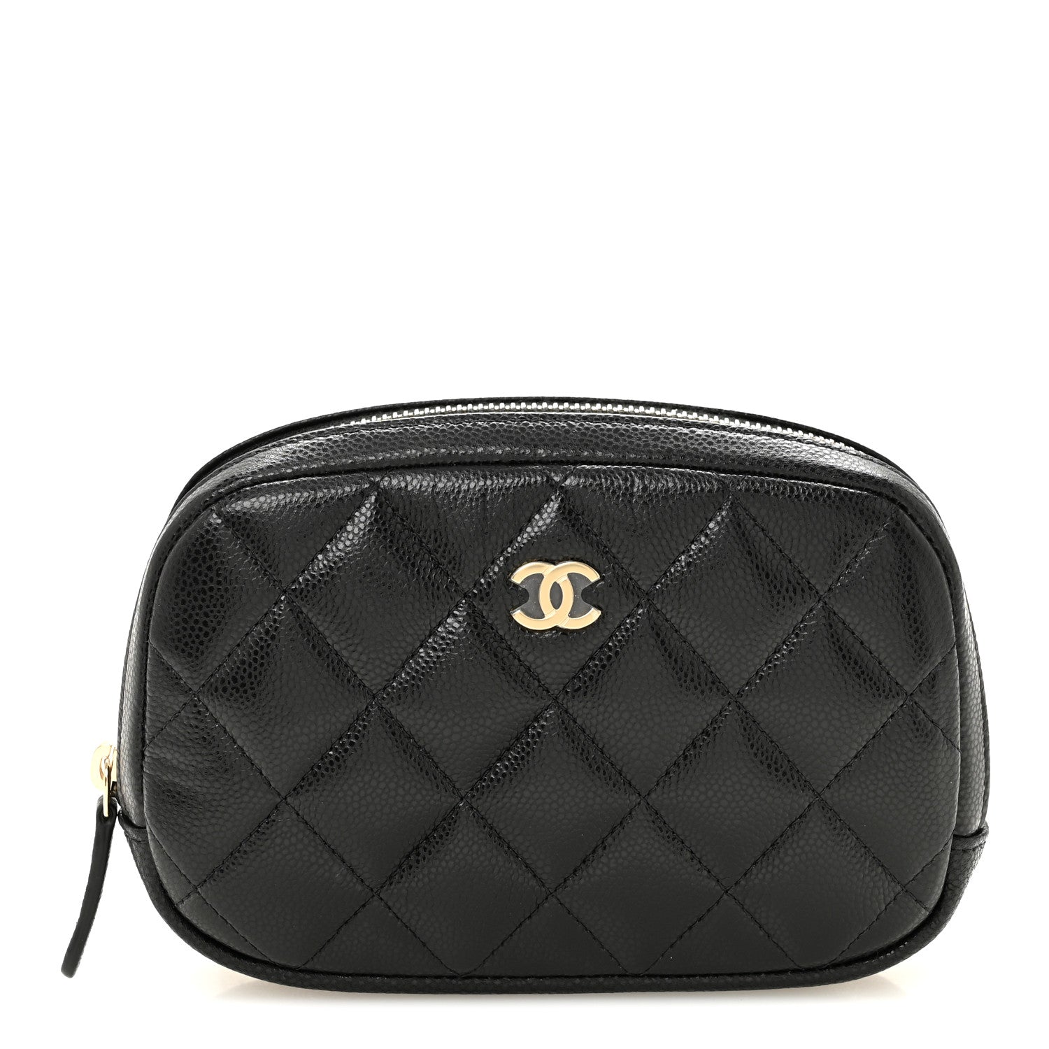 Chanel Caviar Quilted Small Curvy Pouch Cosmetic Case Black Black 1 of 8
