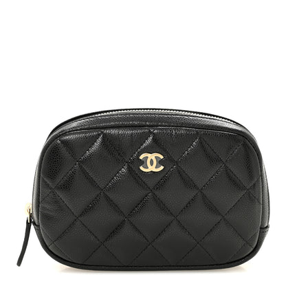 Chanel Caviar Quilted Small Curvy Pouch Cosmetic Case Black Black 1 of 8