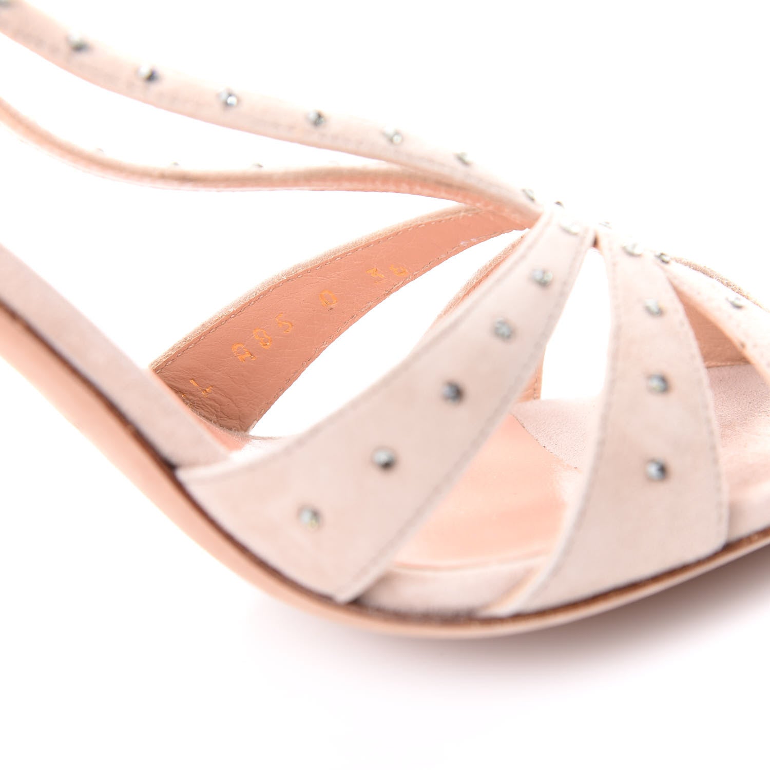 Valentino Garavani Suede Crystal Embellished Sandals 38 Poudre 10 of 10