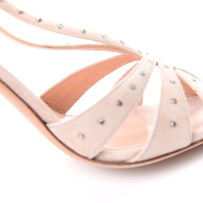 Valentino Garavani Suede Crystal Embellished Sandals 38 Poudre 10 of 10