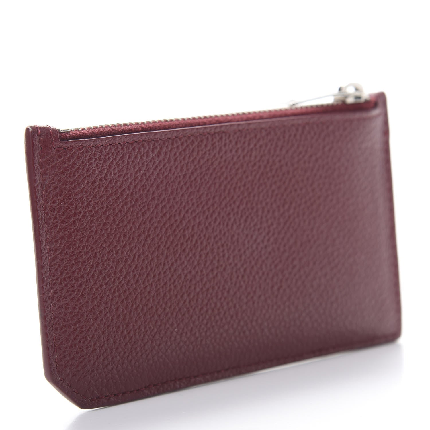 Saint Laurent Grained Calfskin 5 Fragments Zip Pouch Card Holder Burgundy 3 of 8