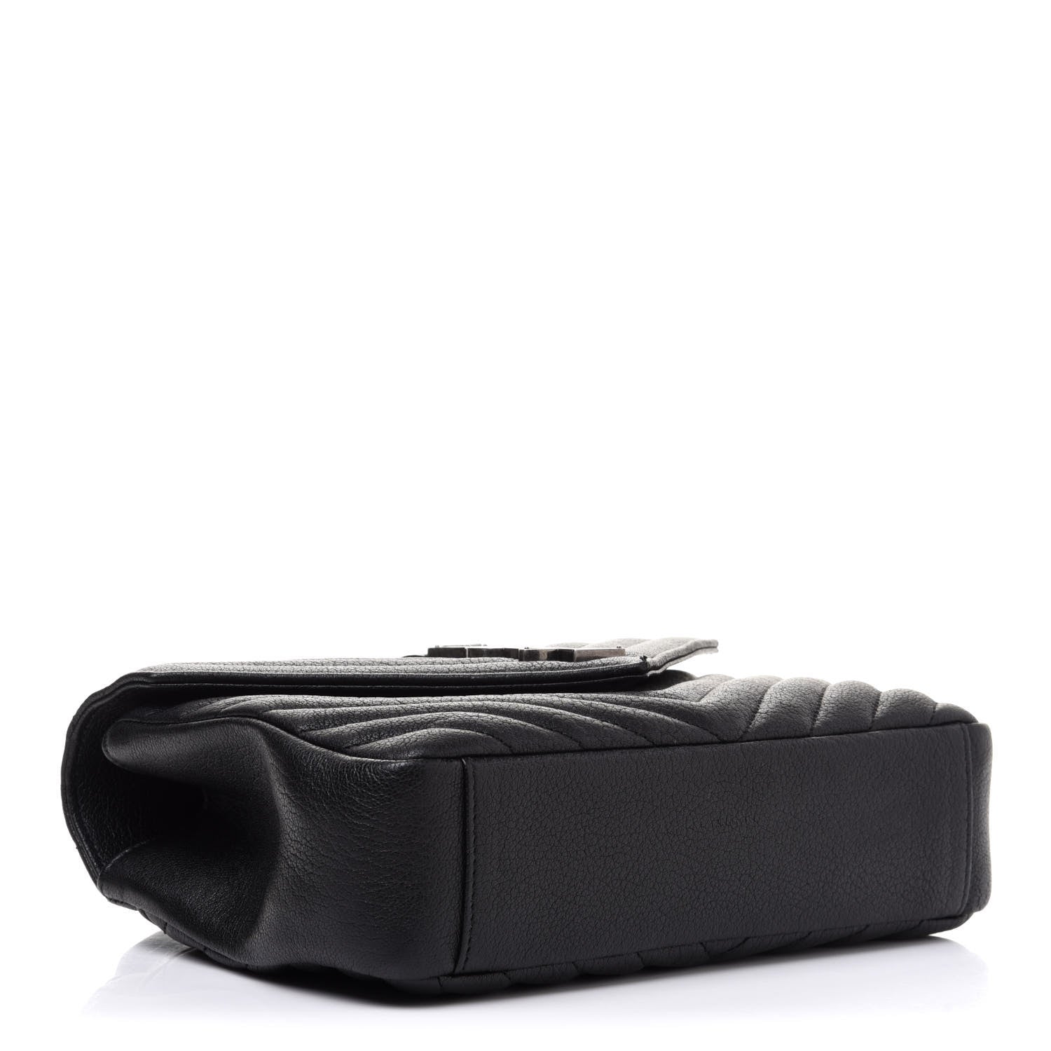 Saint Laurent Sheepskin Matelasse Chevron Monogram Medium College Bag Black 4 of 15