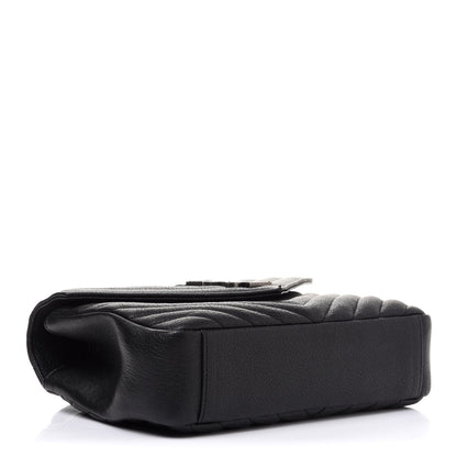 Saint Laurent Sheepskin Matelasse Chevron Monogram Medium College Bag Black 4 of 15