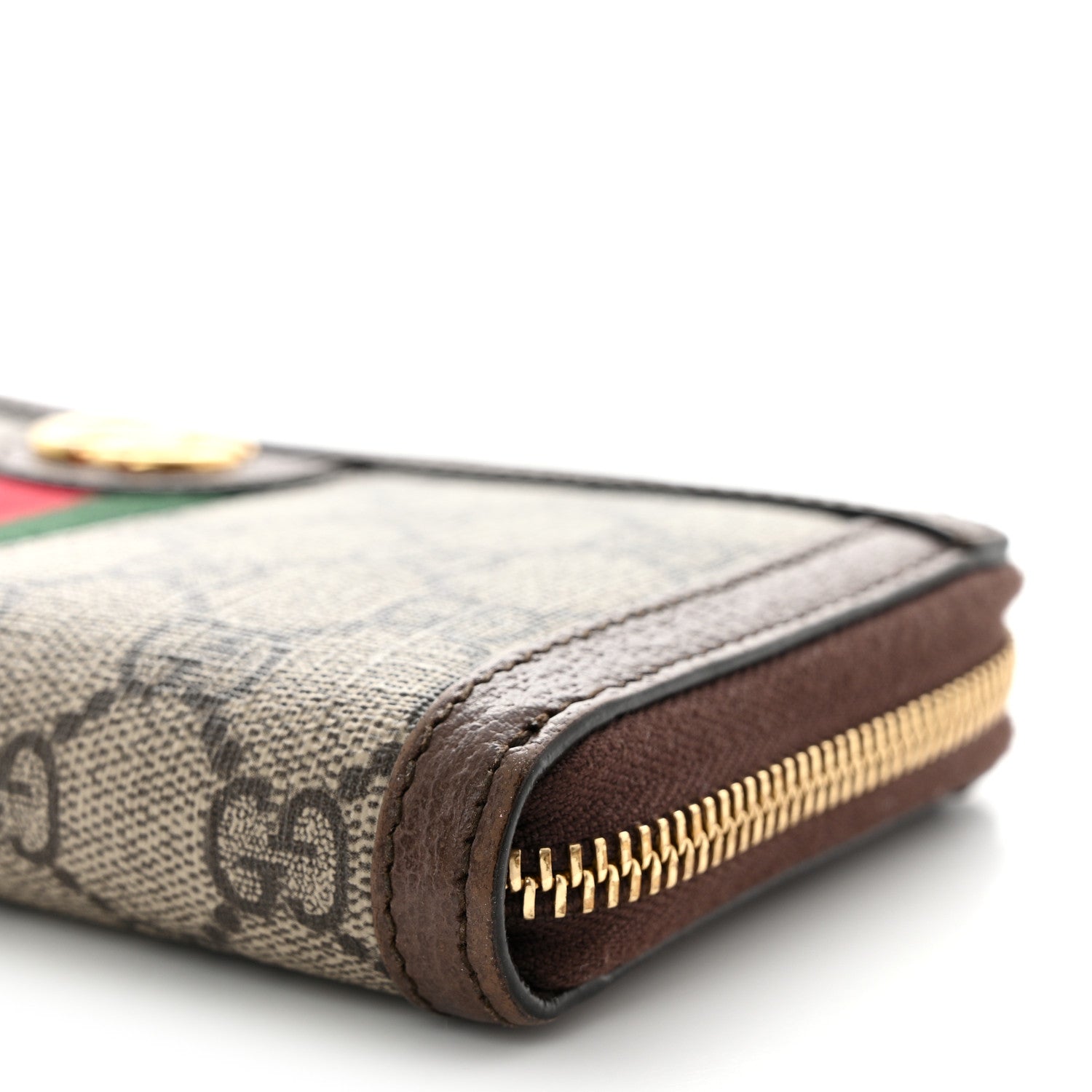 Gucci GG Supreme Monogram Web Ophidia Zip Around Wallet Brown 9 of 10