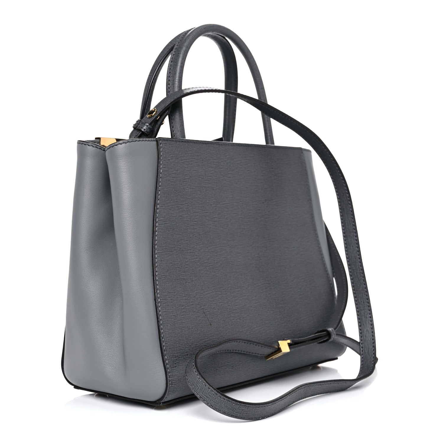 Fendi Vitello Elite Petite 2Jours Tote Grigio Grigio Chiaro 3 of 11