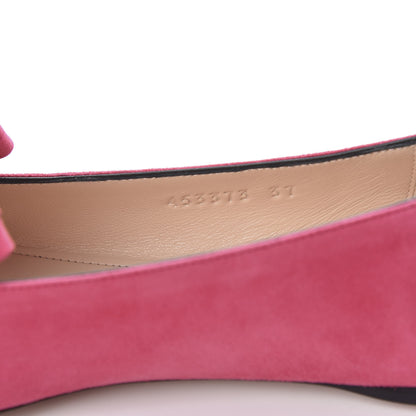 Gucci Kid Scamosciato GG Marmont Fringe Flats 37 Hot Pink 8 of 10