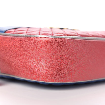 Gucci Laminated Nappa Trapuntata Small Zumi Shoulder Bag Rosso Marine Argento 7 of 9