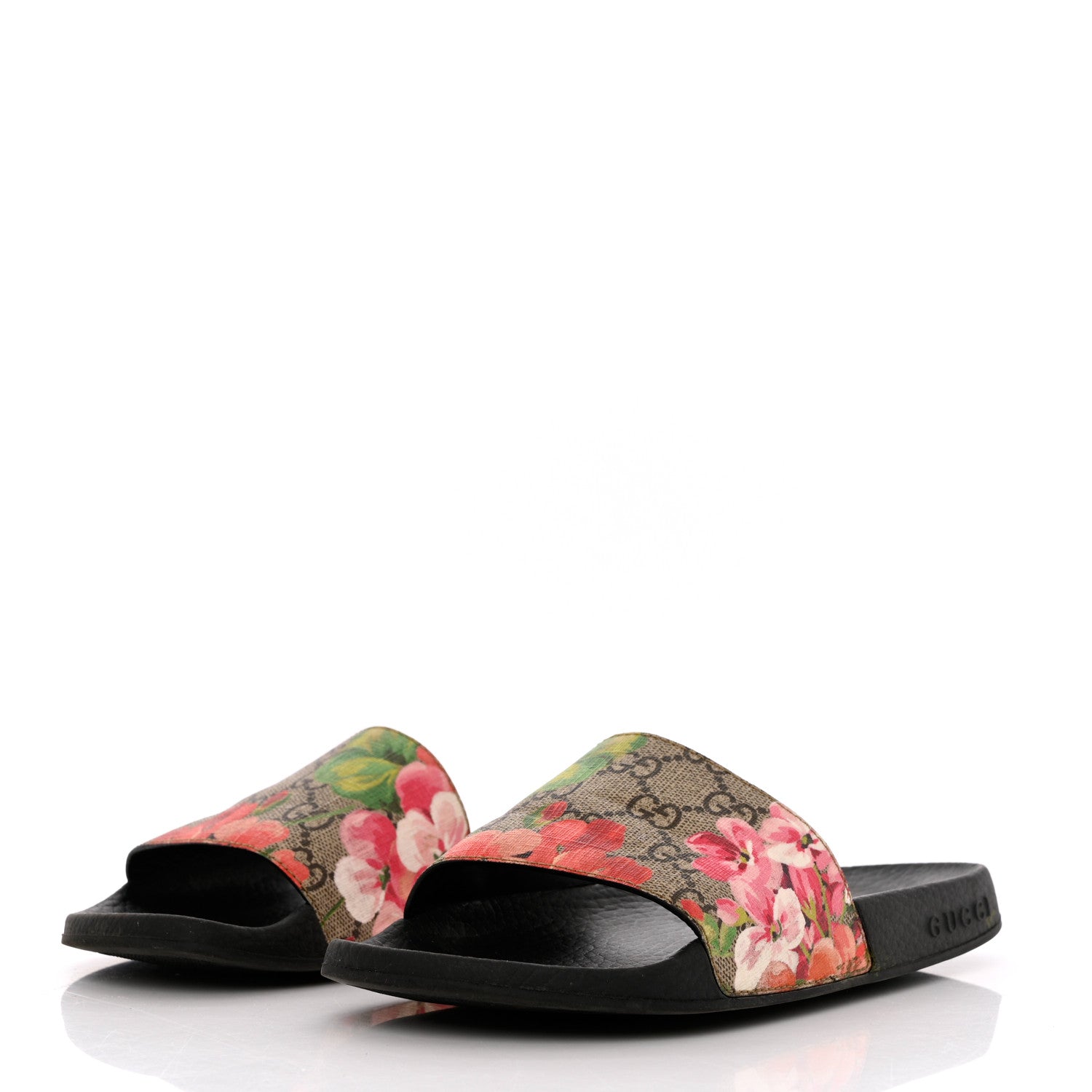 Gucci GG Supreme Monogram Blooms Slide Sandals 35 Beige Multicolor 3 of 11