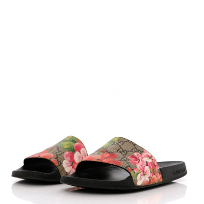 Gucci GG Supreme Monogram Blooms Slide Sandals 35 Beige Multicolor 3 of 11