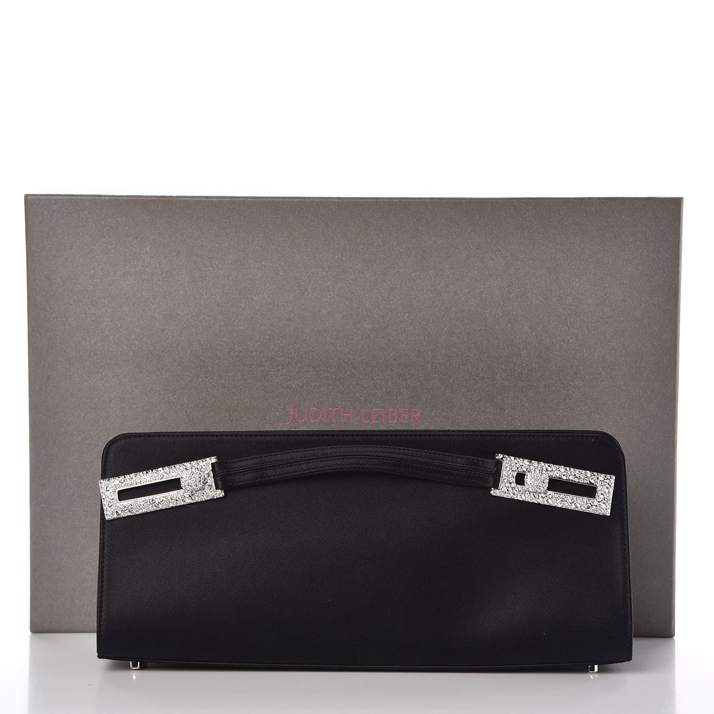 Satin Jeweled Evening Bag Black