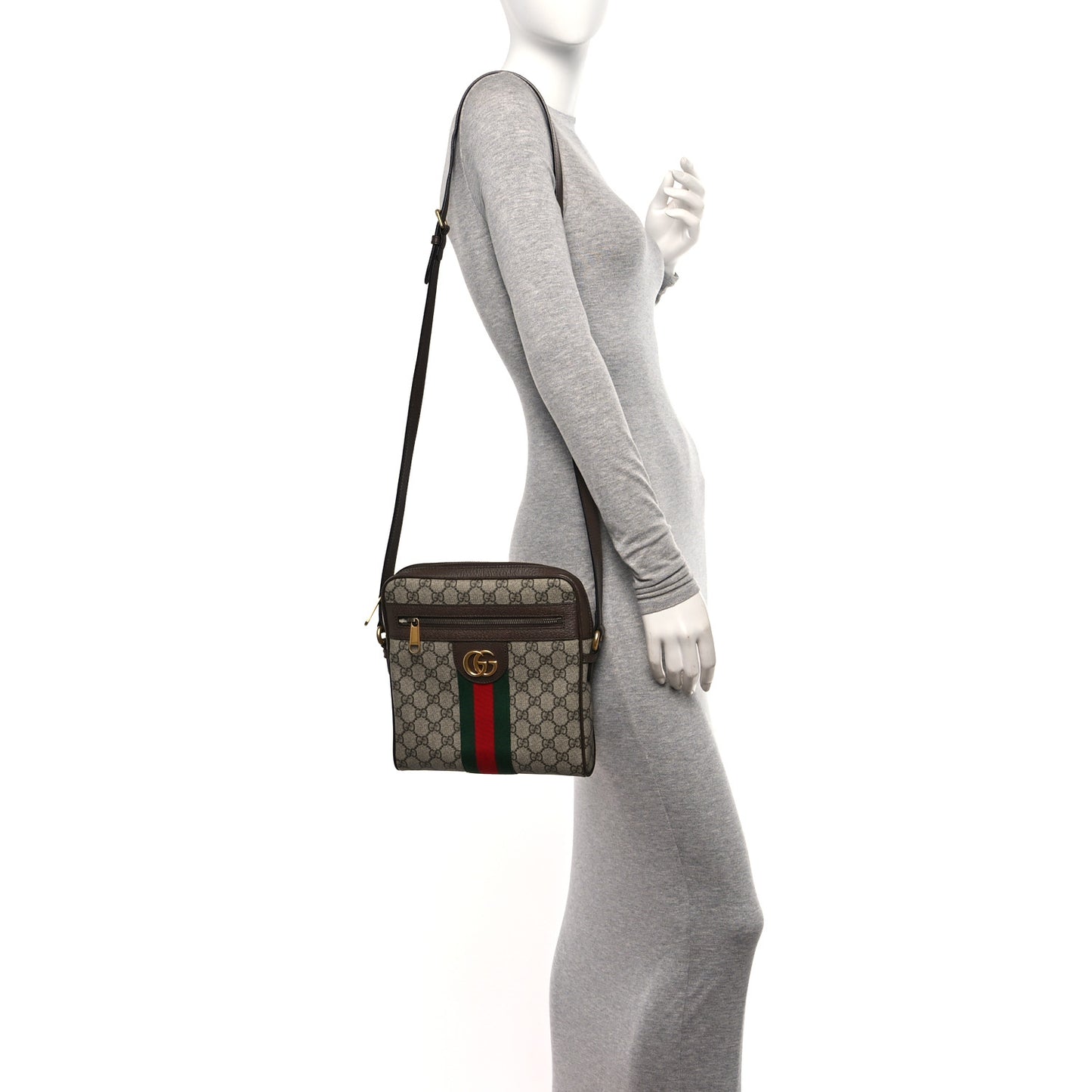 GG Supreme Monogram Web Small Ophidia Messenger Bag Brown