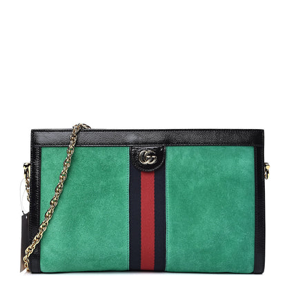 Gucci Suede Patent Web Medium Ophidia Chain Shoulder Bag New Shamarock Black 1 of 12