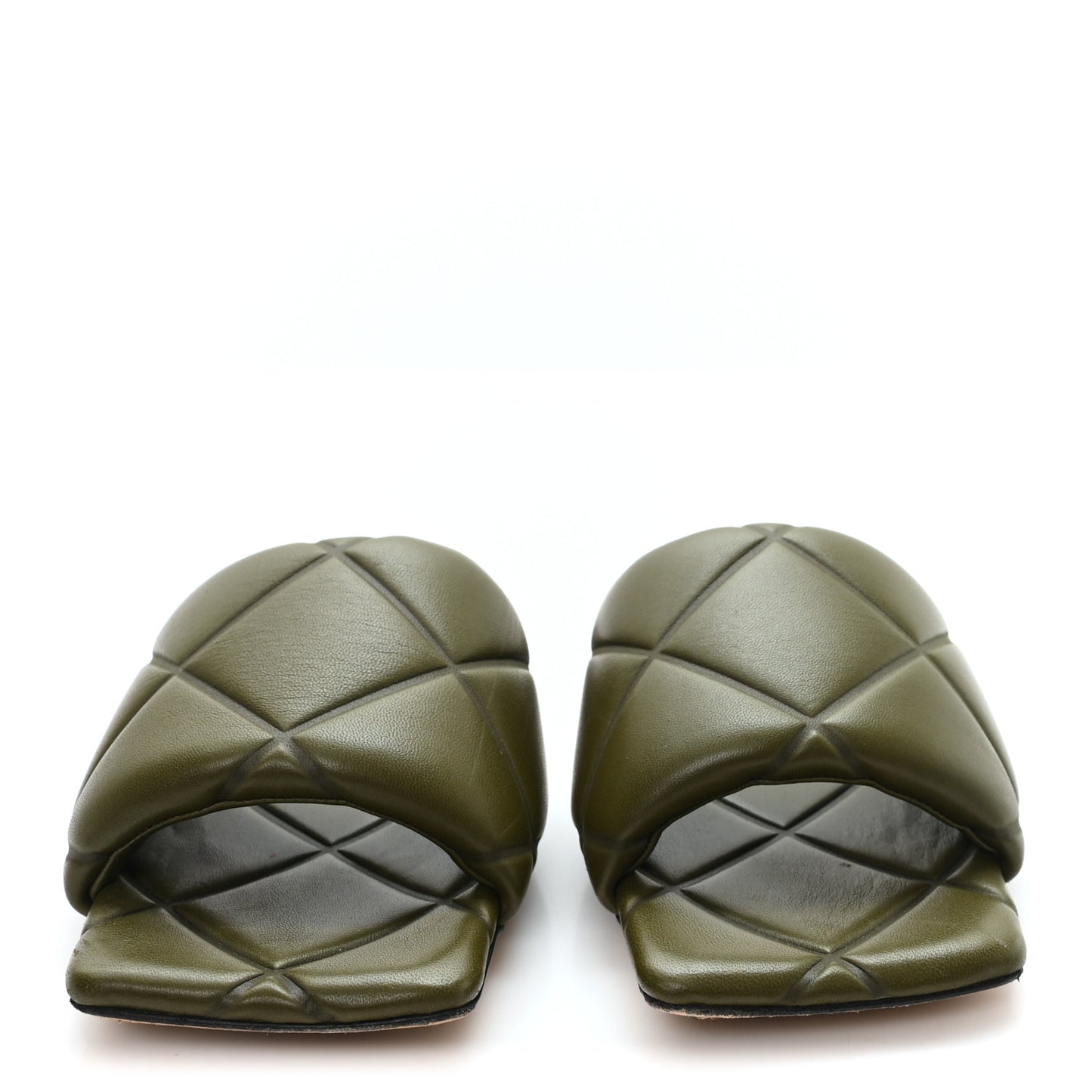 Nappa Quilted Rubber Lido Flat Sandals 37 Khaki