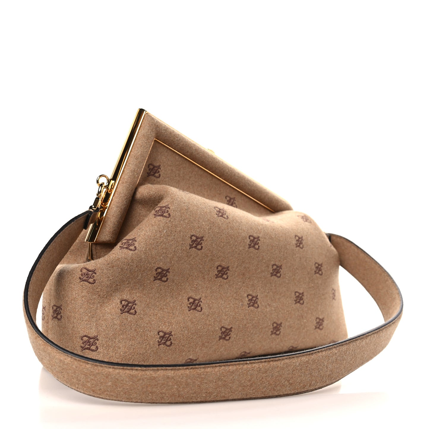 Flannel Karligraphy Embroidered Medium Fendi First Camel