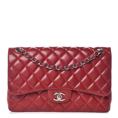 Chanel Caviar Quilted Jumbo Double Flap Red 1 of 12