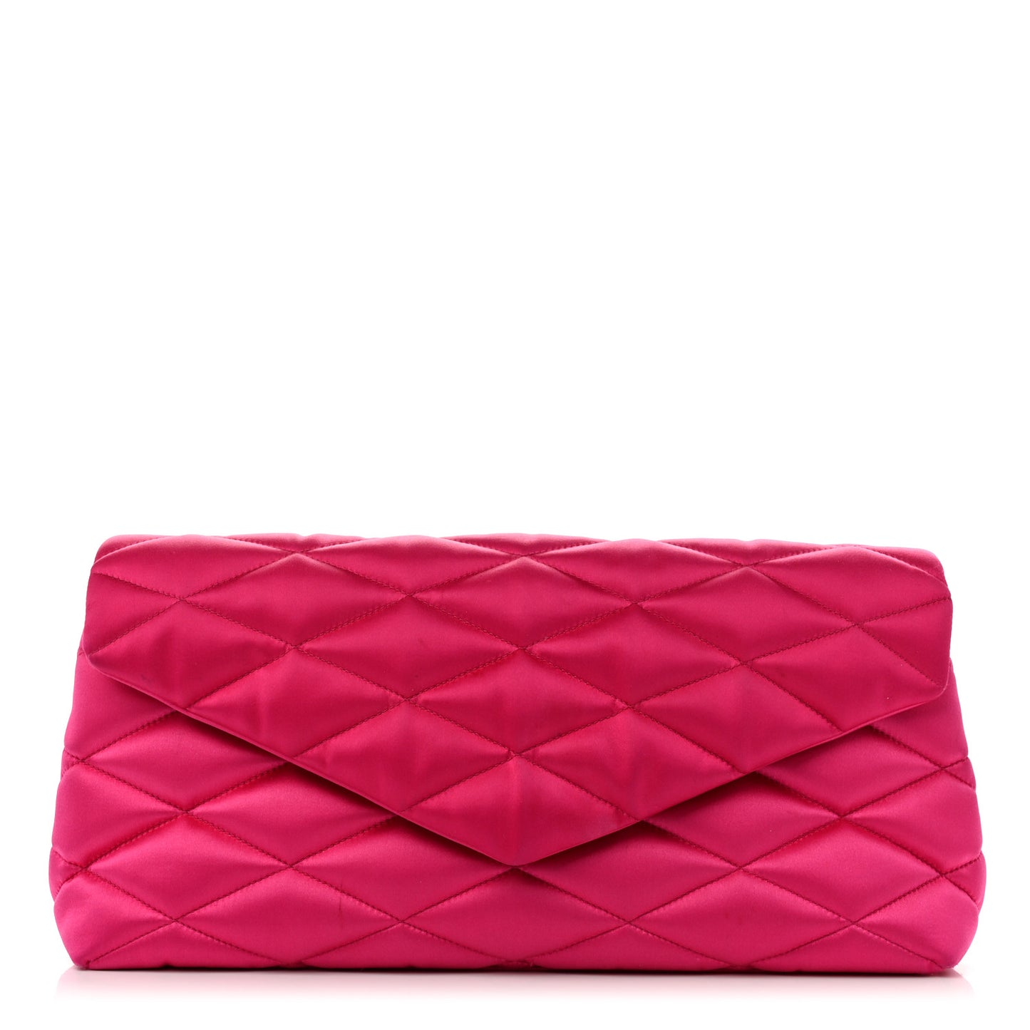 Satin Quilted Sade Puffer Envelope Clutch Bubblegum