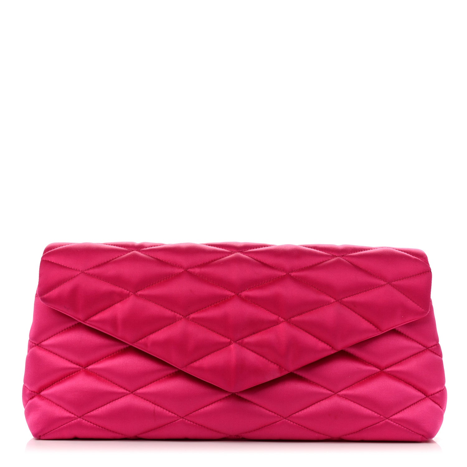 Saint Laurent Satin Quilted Sade Puffer Envelope Clutch Bubblegum 1 of 6