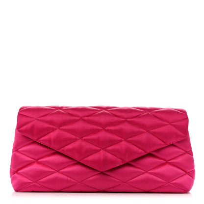 Saint Laurent Satin Quilted Sade Puffer Envelope Clutch Bubblegum 1 of 6
