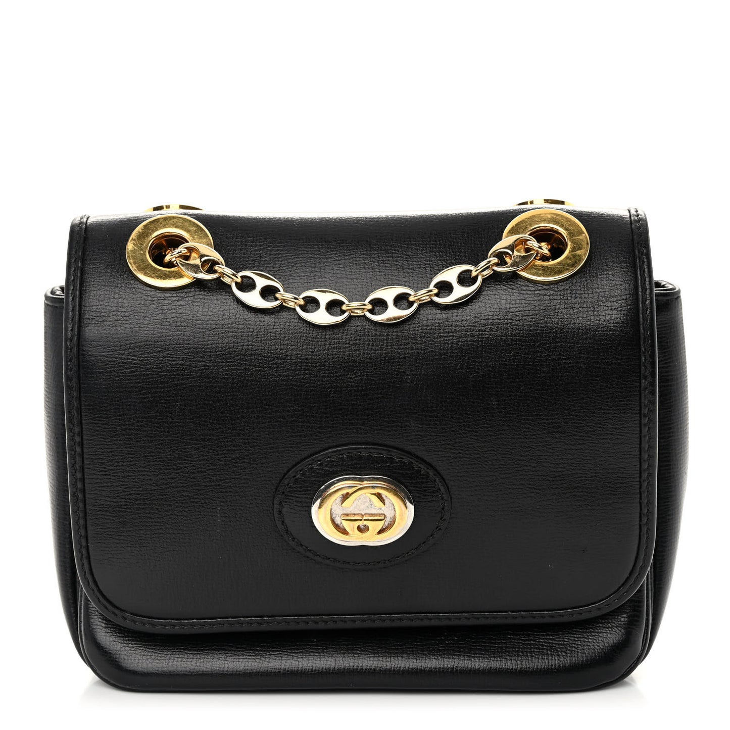 Azalea Calfskin Mini Marina Chain Shoulder Bag Black