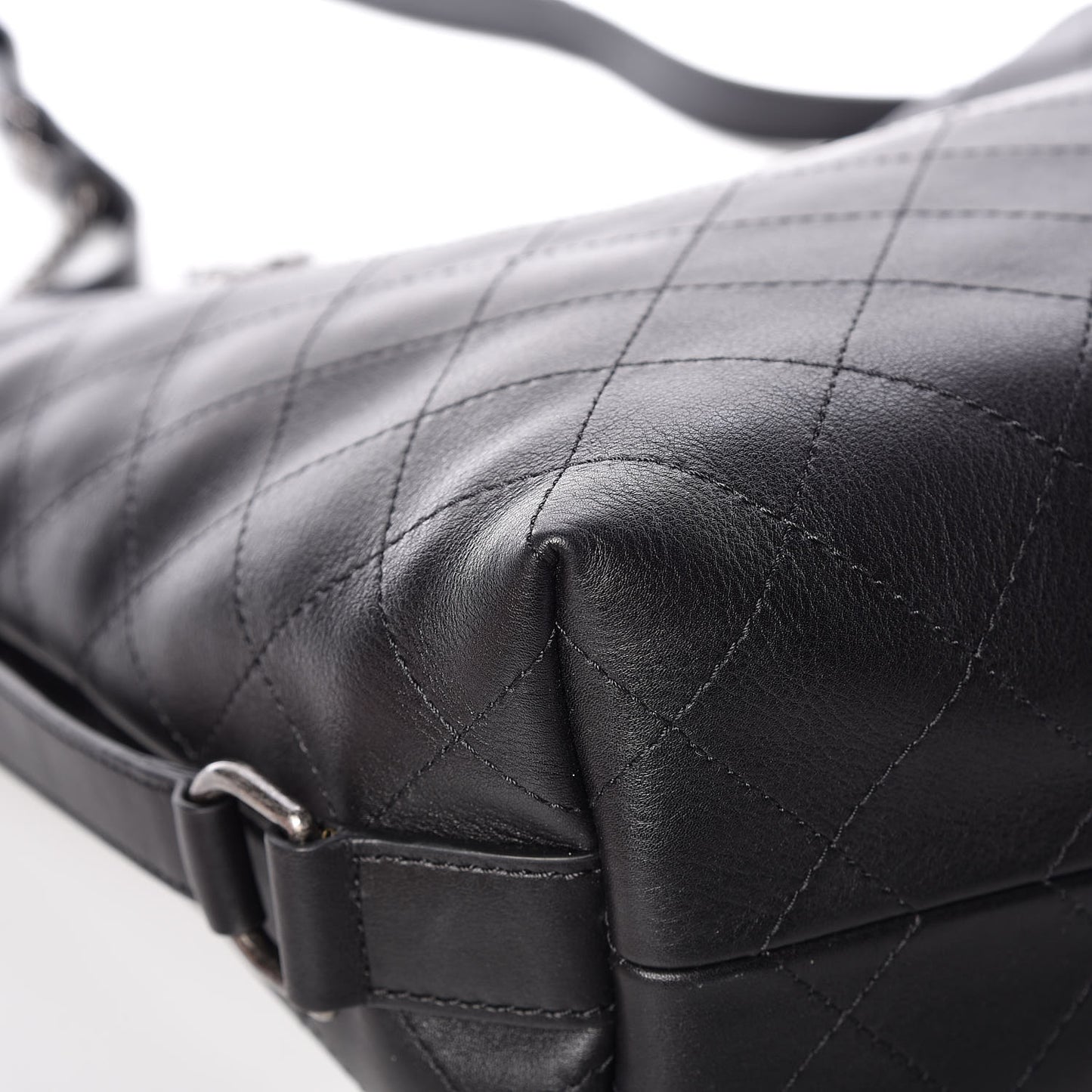 Calfskin Stitched Large Hobo Black
