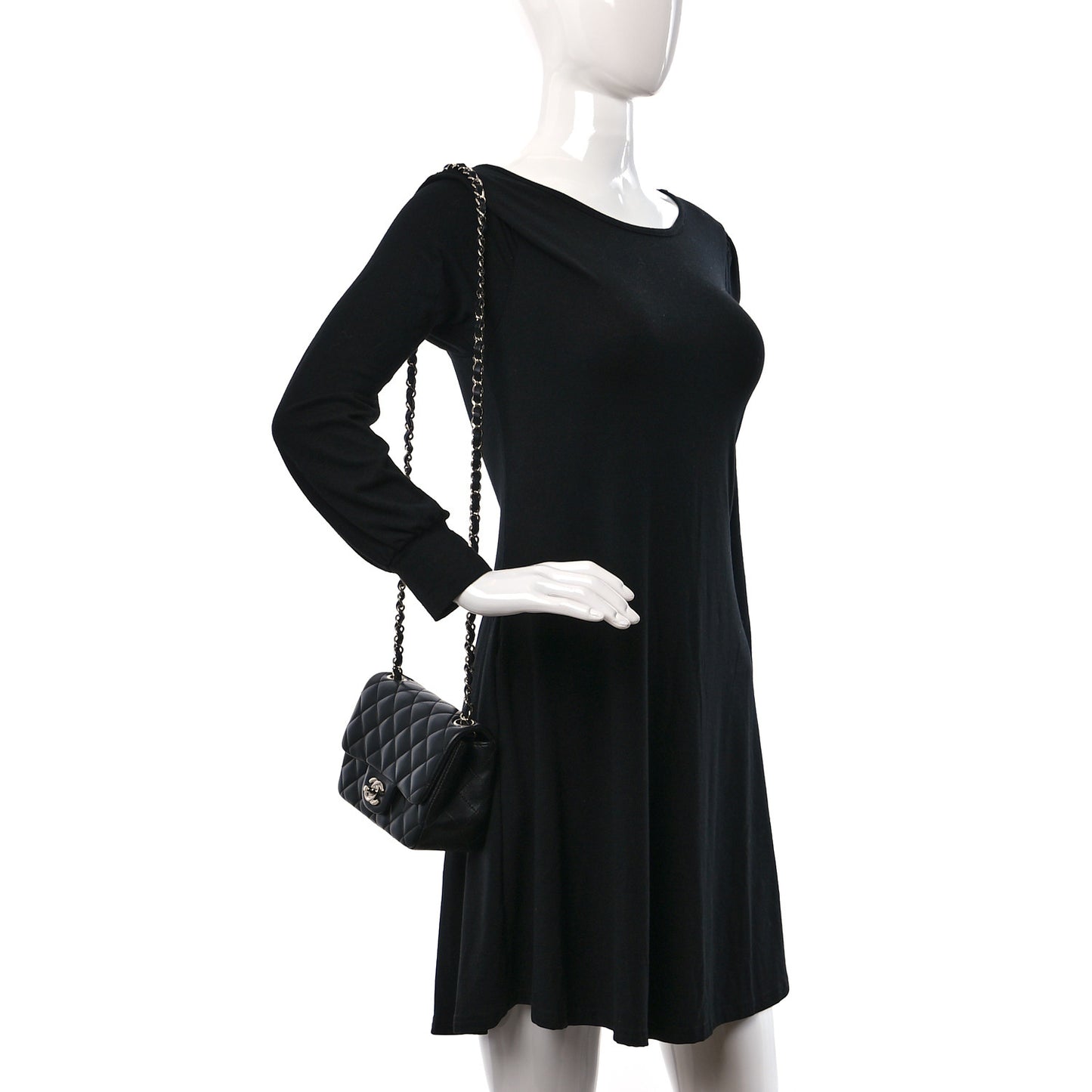 Lambskin Quilted Mini Square Flap Black