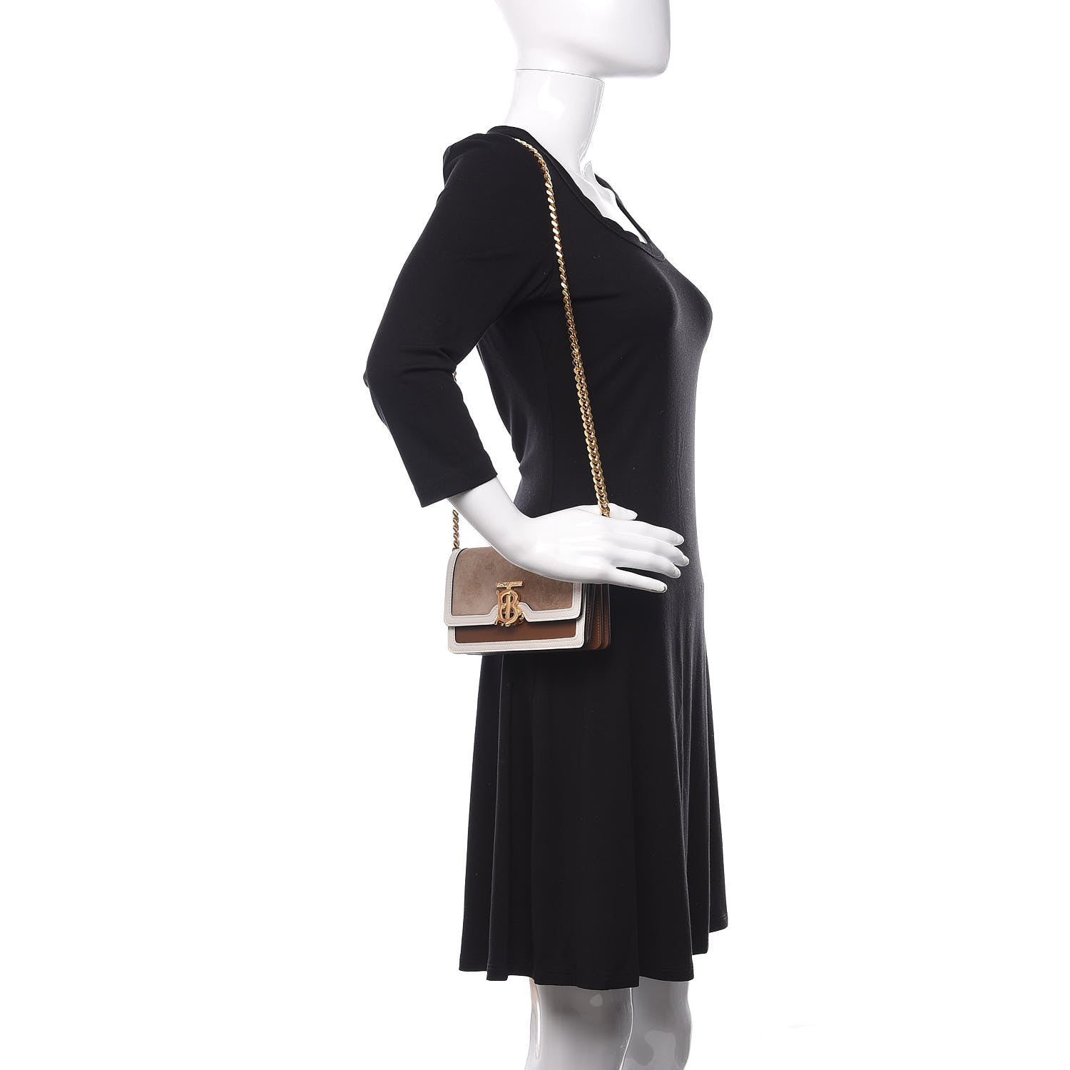 Burberry Suede Calfskin Large Jessie Chain TB Bag Biscuit 2 of 9