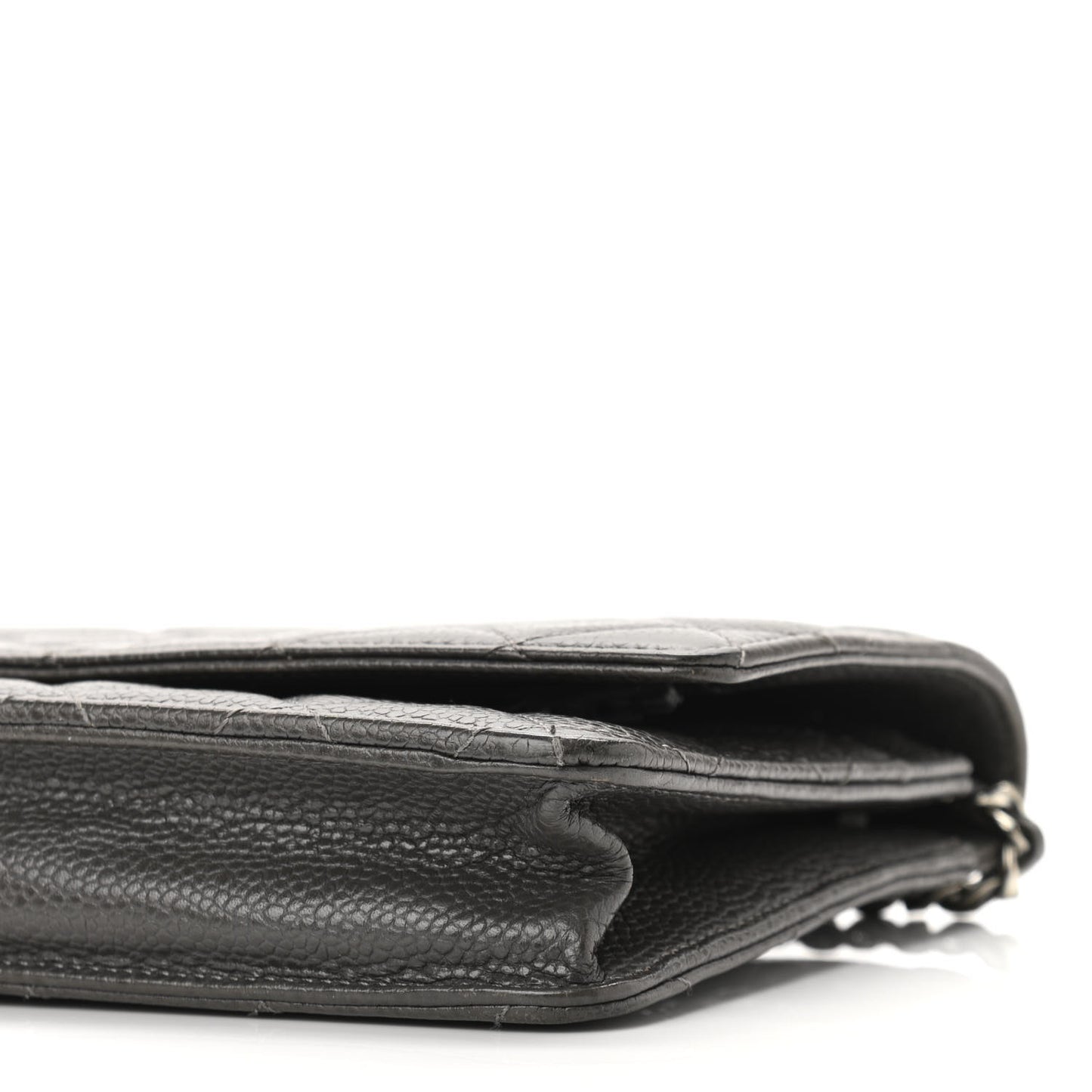 Caviar Quilted Wallet On Chain WOC Dark Grey